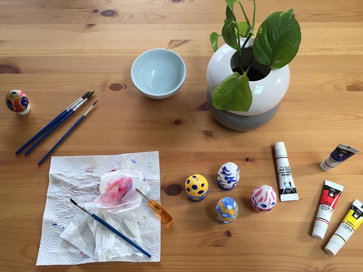 Last year's Easter egg painting supplies